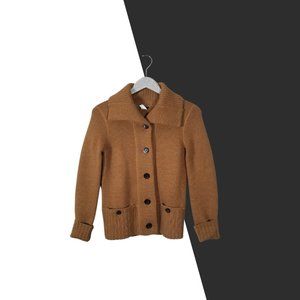 J Crew Rugged Men's Merino Wool Shawl Collar Camel Tan Button Up Cardigan Jacket